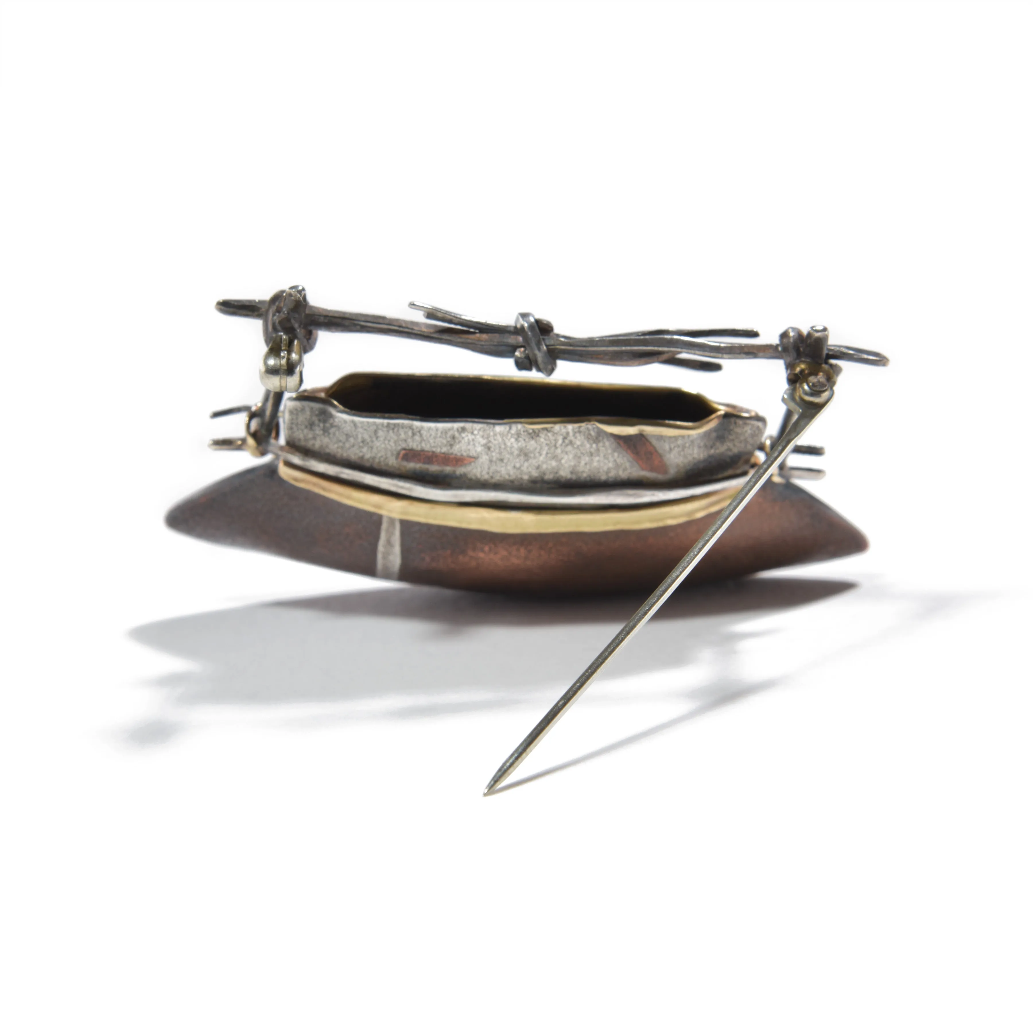 Copper Brooch with Fine Silver