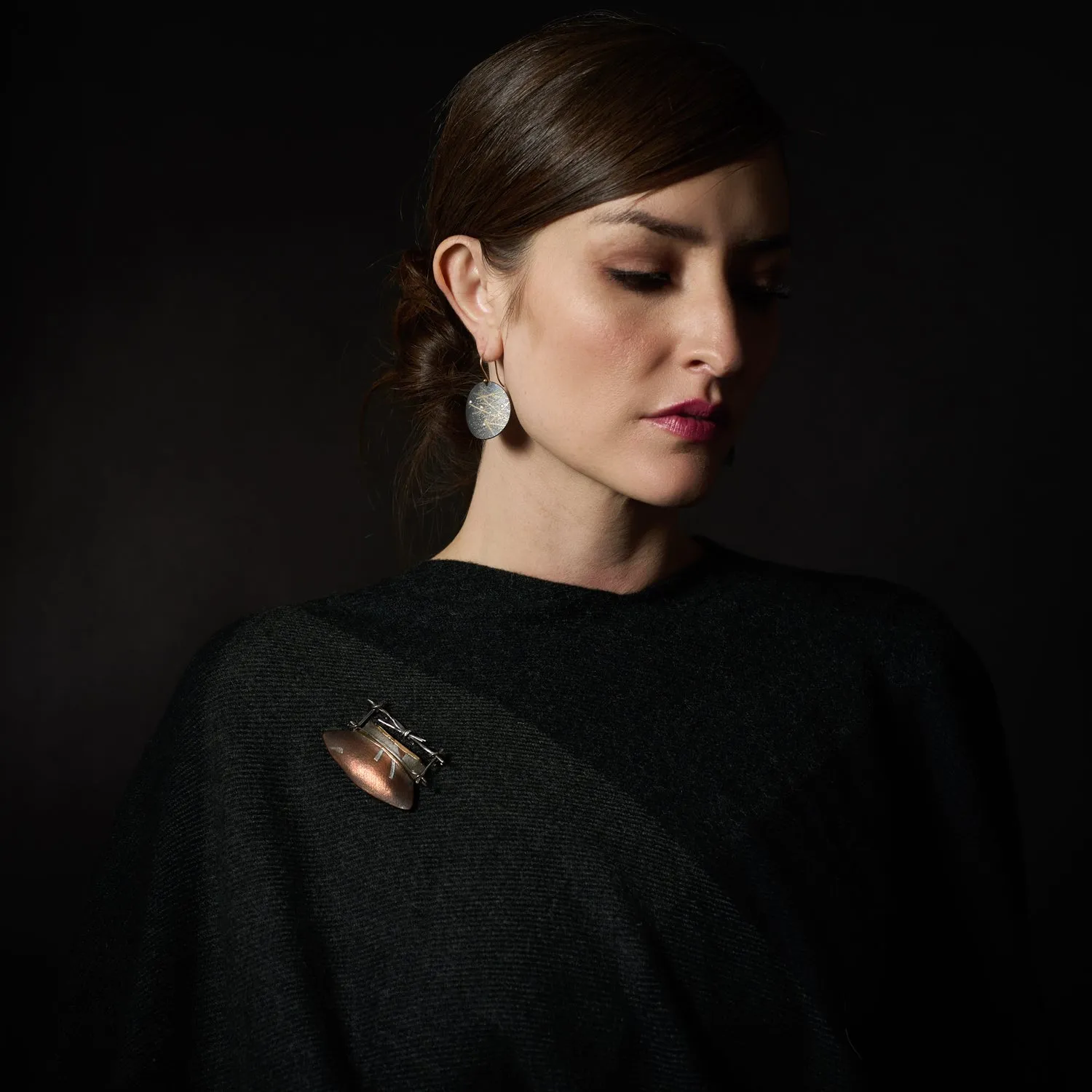 Copper Brooch with Fine Silver