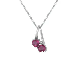Created Ruby and Diamond Accent Double Heart Pendant