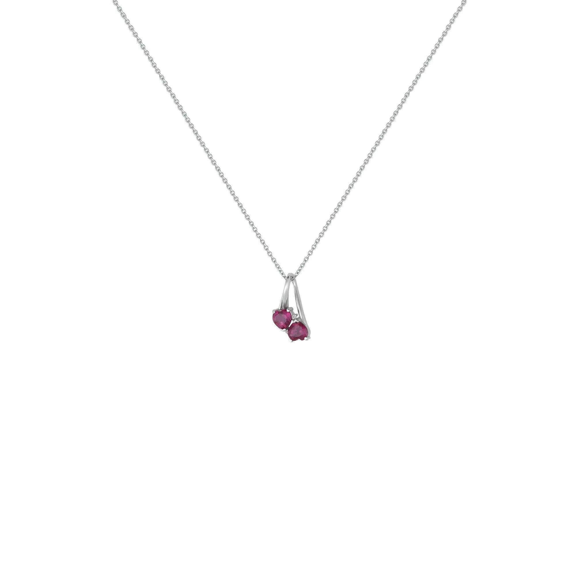 Created Ruby and Diamond Accent Double Heart Pendant