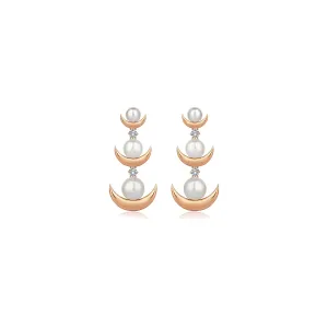 CRESCENT PEARL THREE DROP SPARKLE EARRINGS