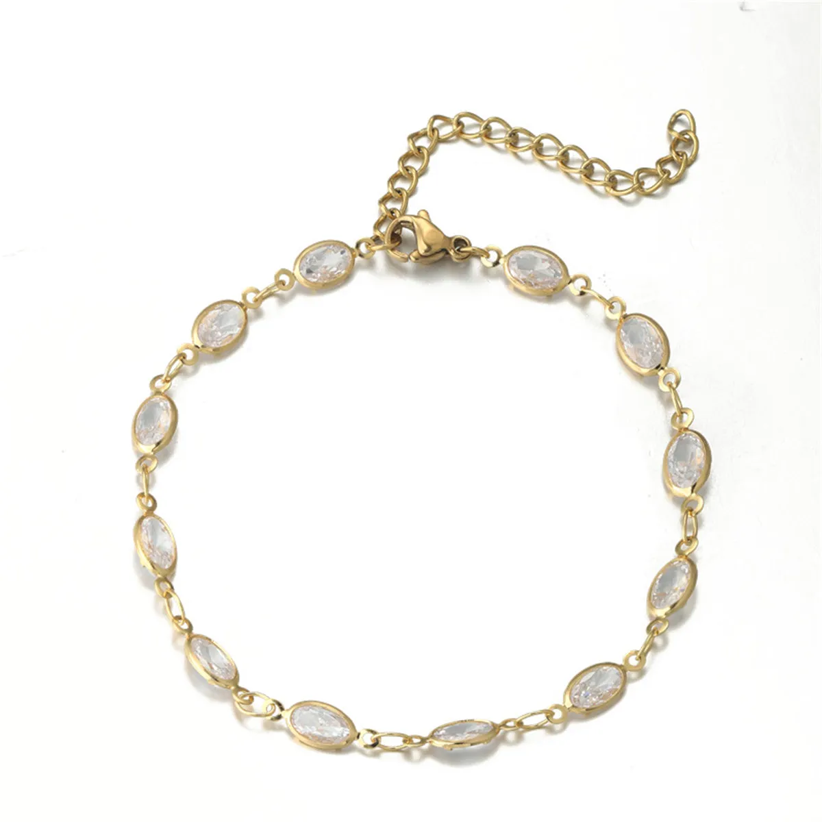 Crystal & 18K Gold-Plated Oval Station Bracelet