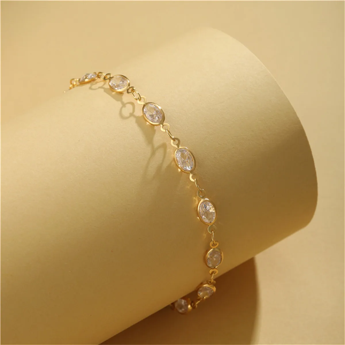 Crystal & 18K Gold-Plated Oval Station Bracelet