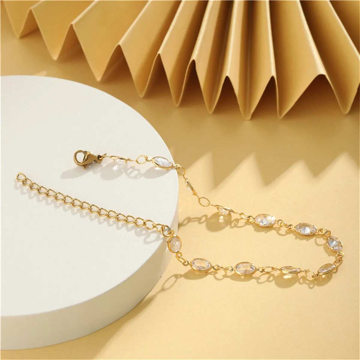Crystal & 18K Gold-Plated Oval Station Bracelet