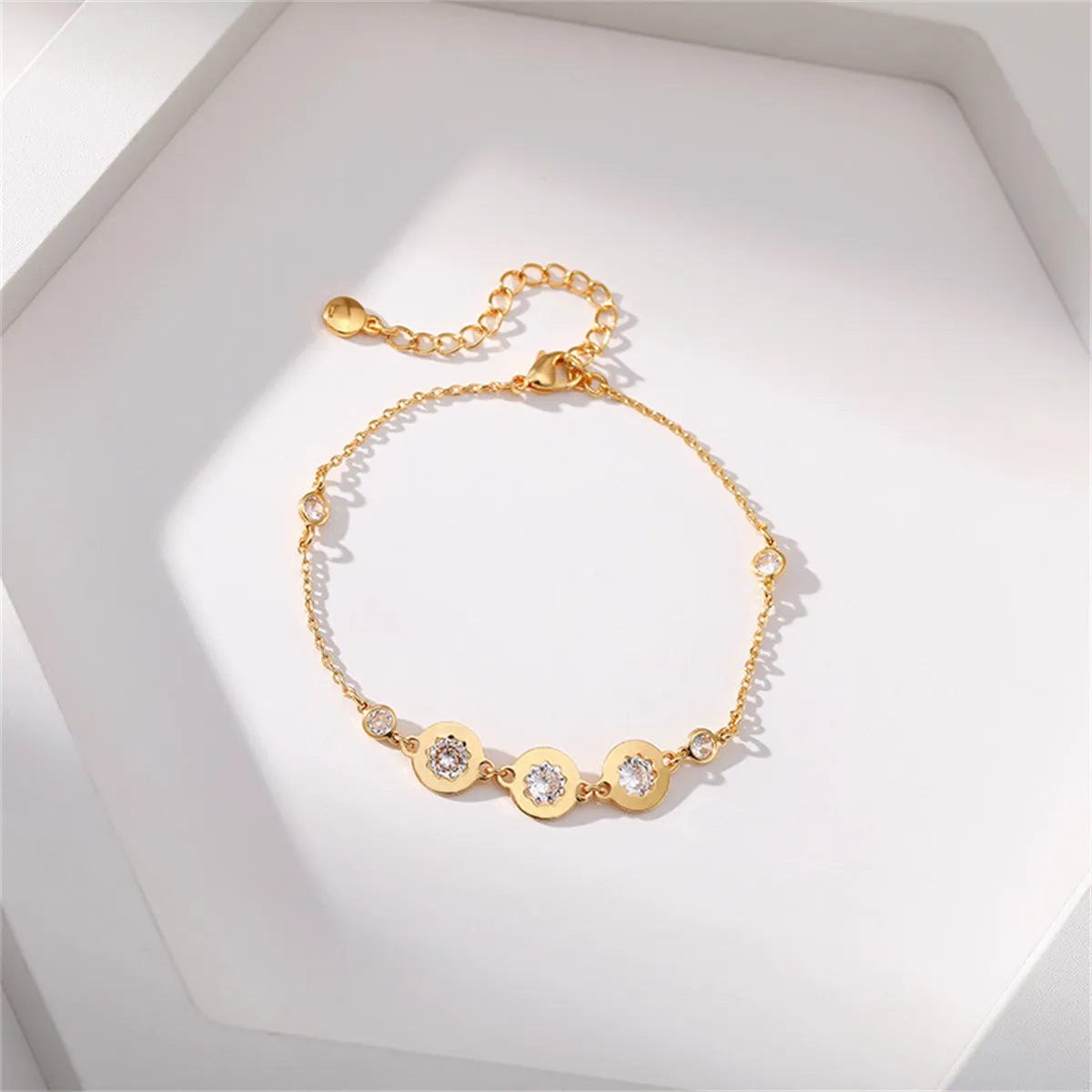 Crystal & Cubic Zirconia 18K Gold-Plated Round Bracelet