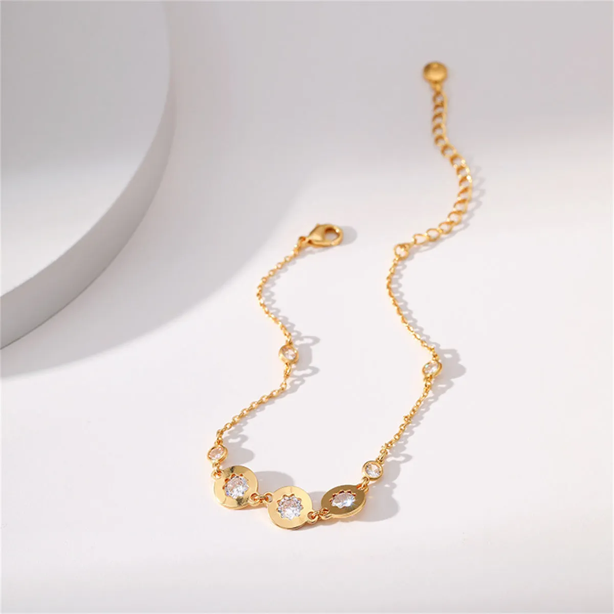 Crystal & Cubic Zirconia 18K Gold-Plated Round Bracelet