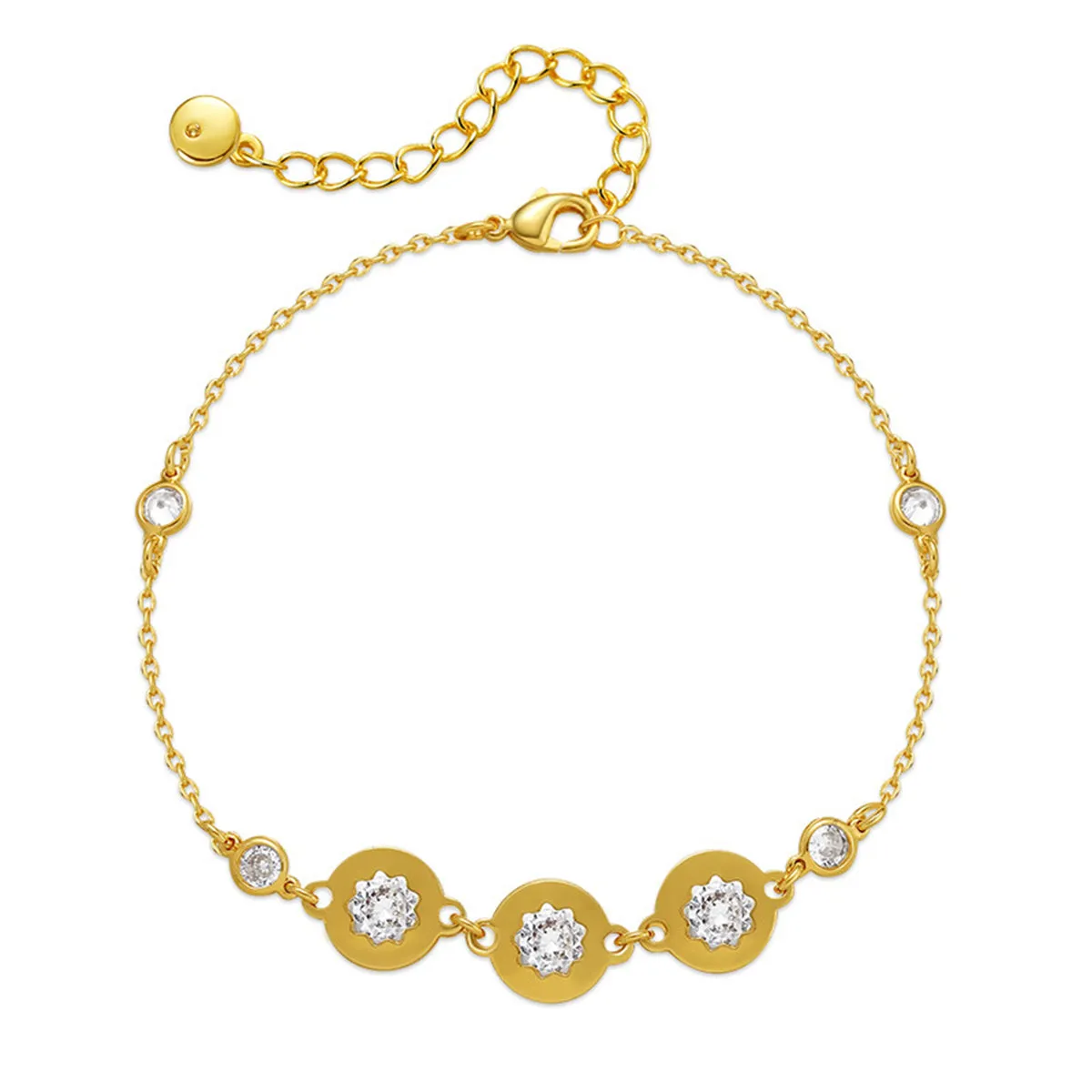 Crystal & Cubic Zirconia 18K Gold-Plated Round Bracelet