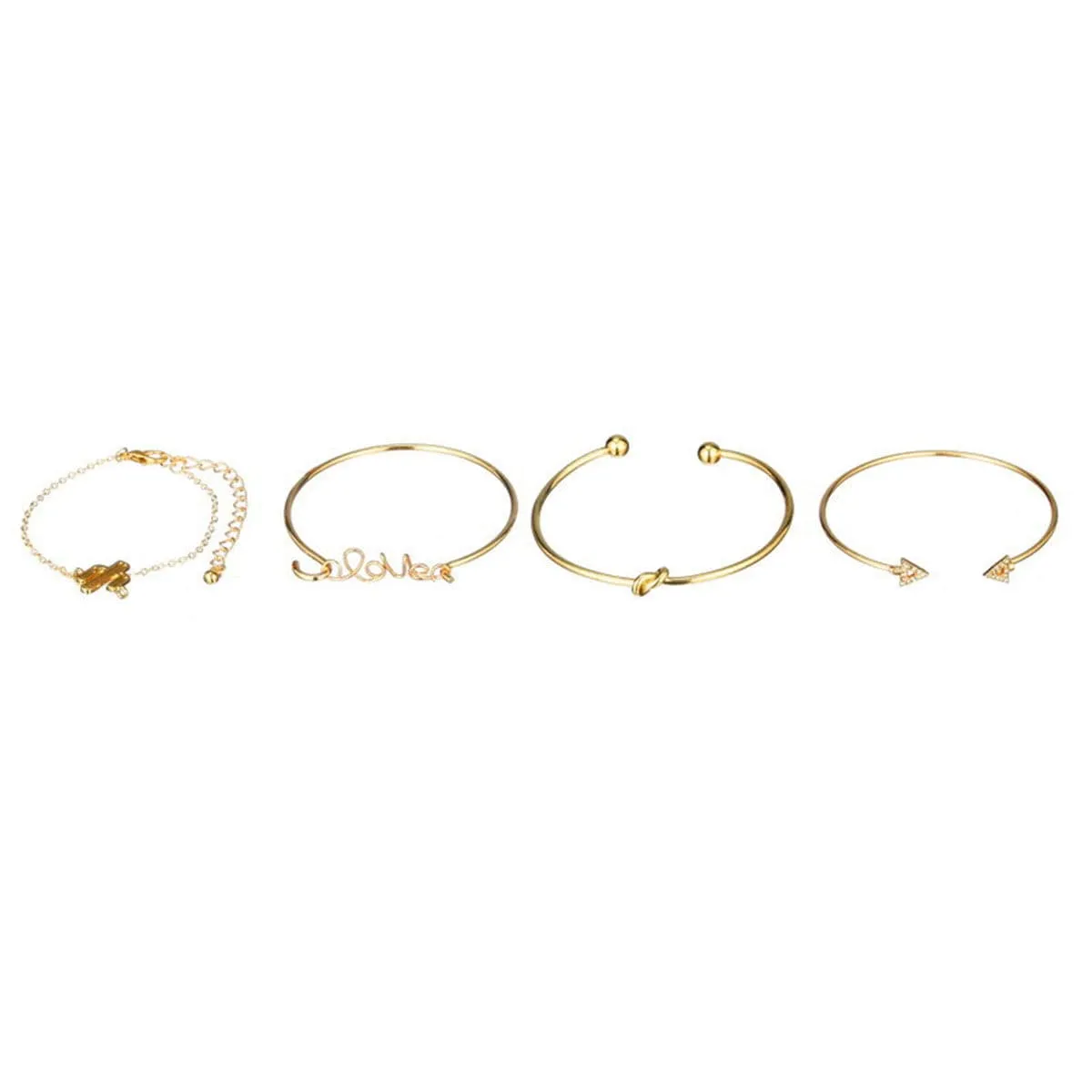Cubic Zirconia & 18K Gold-Plated Cactus Bracelet Set