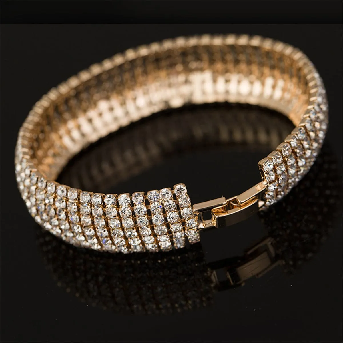Cubic Zirconia & 18K Gold-Plated Layer Bracelet