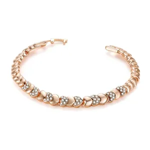 Cubic Zirconia & 18K Rose Gold-Plated Heart Link Bracelet