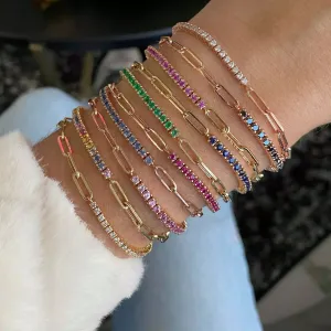 Cubic Zirconia Gold Color Tennis Bracelets For Women Girls Chain Bracelets Jewelry