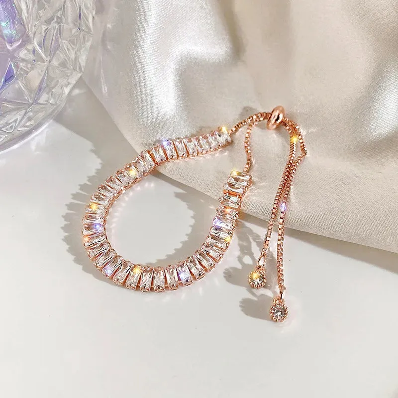 Cubic Zirconia Gold Color Tennis Bracelets For Women Girls Chain Bracelets Jewelry