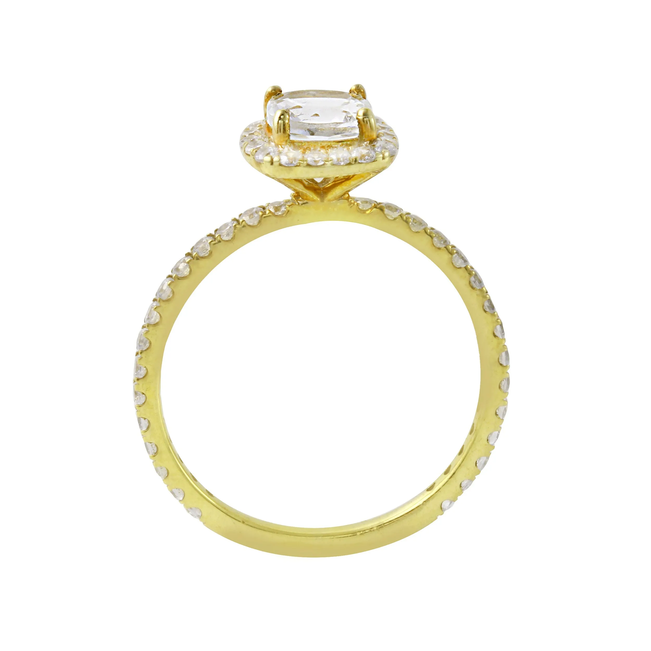 Cushion-Cut Diamond Halo Pavé Band Engagement Ring Setting