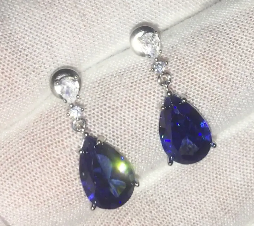 Dangle Earrings | Teardrop Earrings | Blue Diamond Earrings | Diamond Earrings | Teardrop Earrings | Womens Diamond Earrings | Blue Earrings