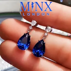 Dangle Earrings | Teardrop Earrings | Blue Diamond Earrings | Diamond Earrings | Teardrop Earrings | Womens Diamond Earrings | Blue Earrings
