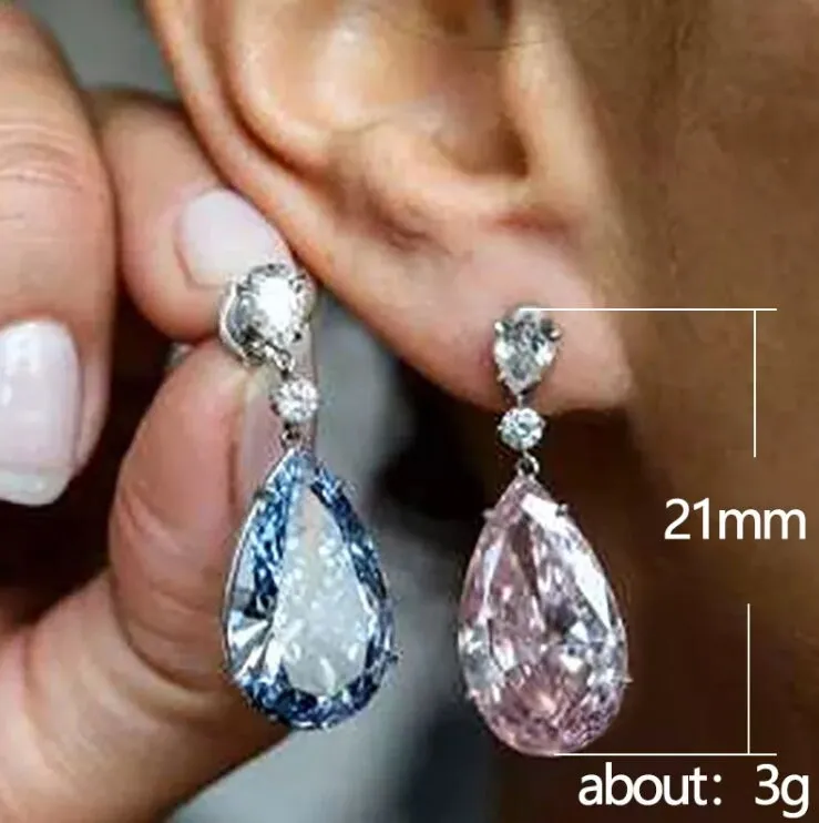 Dangle Earrings | Teardrop Earrings | Blue Diamond Earrings | Diamond Earrings | Teardrop Earrings | Womens Diamond Earrings | Blue Earrings