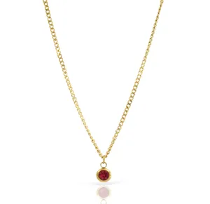 DELILAH RUBY BIRTHSTONE PENDANT NECKLACE - JULY