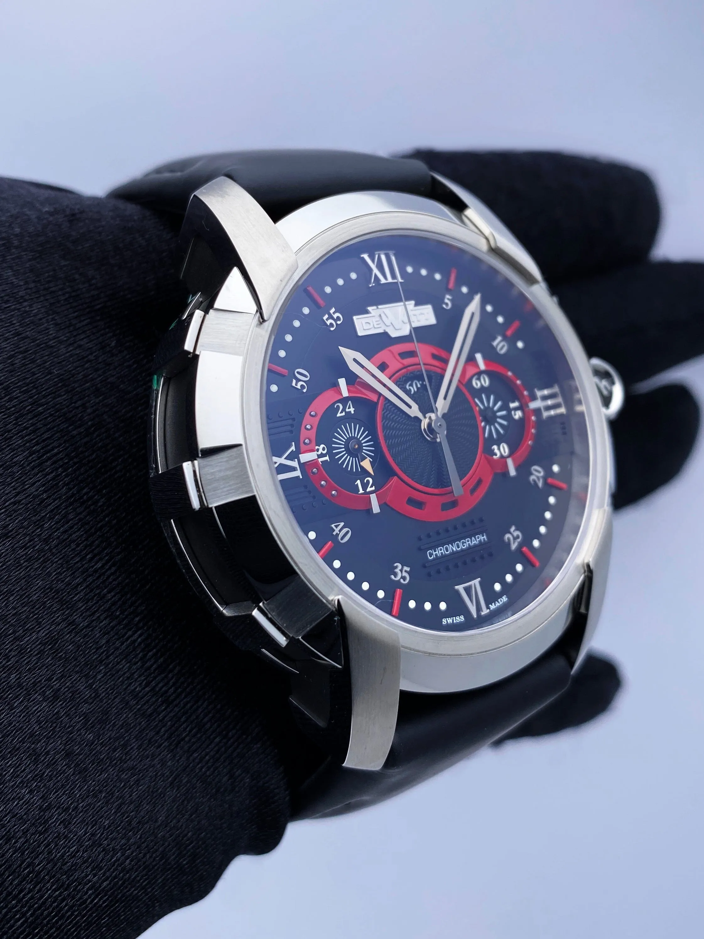 Dewitt Academia FTV.CHR.005.RFB Black & Red Dial Mens Watch Box Papers