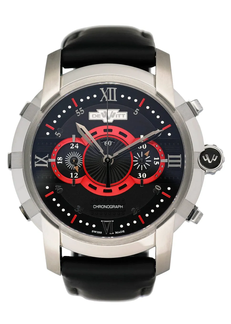 Dewitt Academia FTV.CHR.005.RFB Black & Red Dial Mens Watch Box Papers