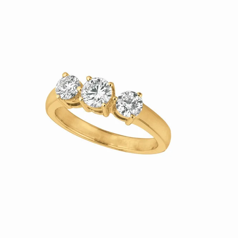 DIAMOND 3 STONES RING 14K GOLD (1.01 CTW)