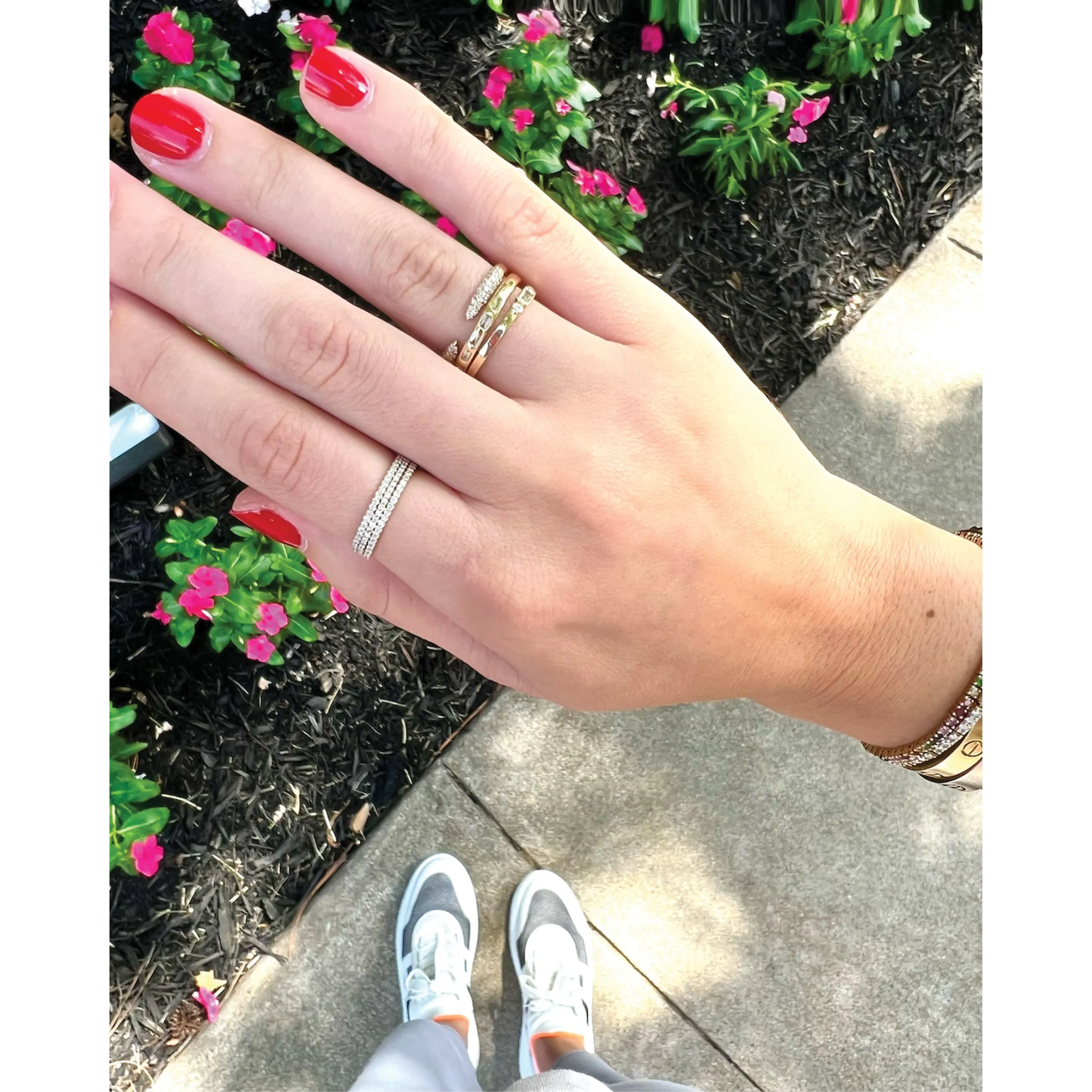 Diamond Band Rings with Gold Connectors