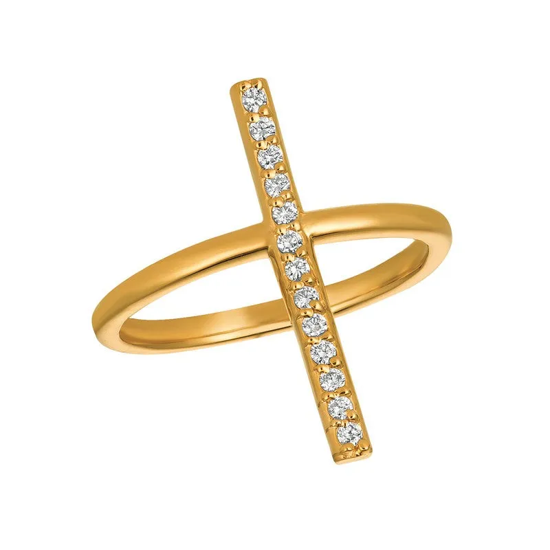 DIAMOND BAR RING 14K GOLD (0.15 CTW)