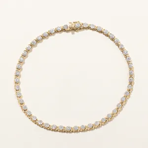 Diamond Cluster Tennis Bracelet | 1.00ctw | 8"|
