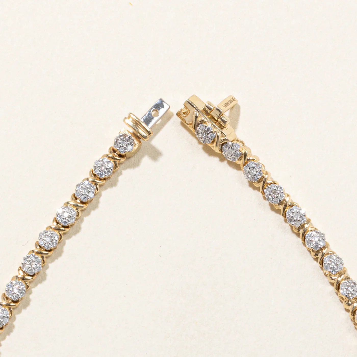 Diamond Cluster Tennis Bracelet | 1.00ctw | 8"|