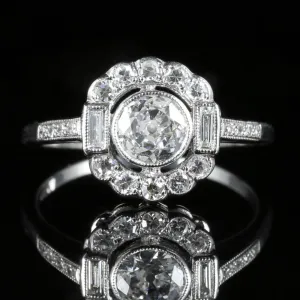 Diamond Engagement Cluster Ring 18Ct White Gold 1.60Ct Diamond