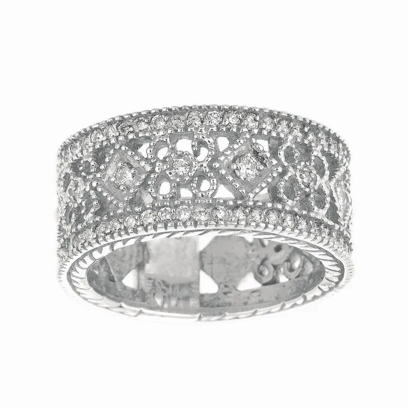 DIAMOND ETERNITY RING BAND WHITE GOLD 14K GOLD (0.66 CTW)