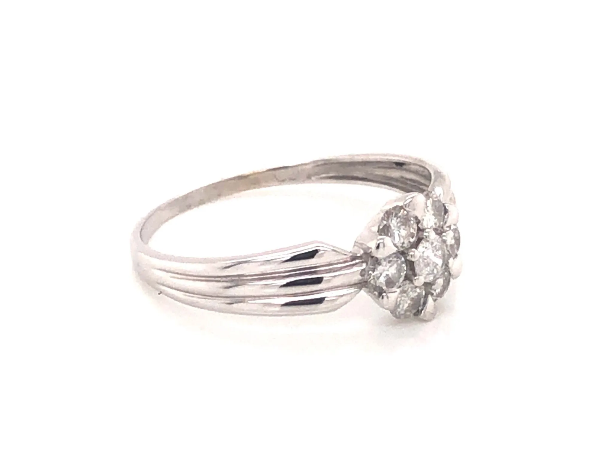 Diamond Flower Promise Ring - 14k White Gold