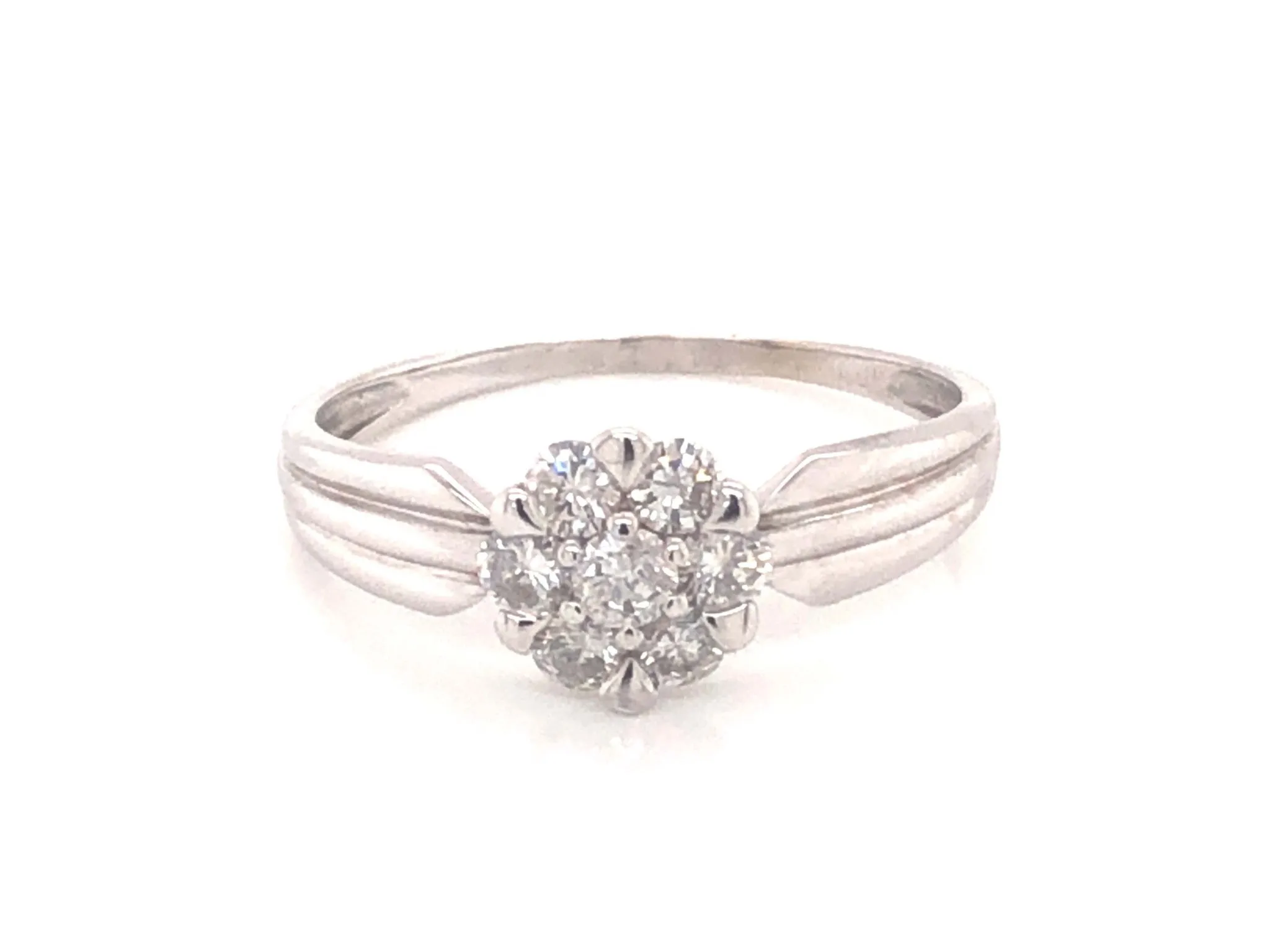 Diamond Flower Promise Ring - 14k White Gold