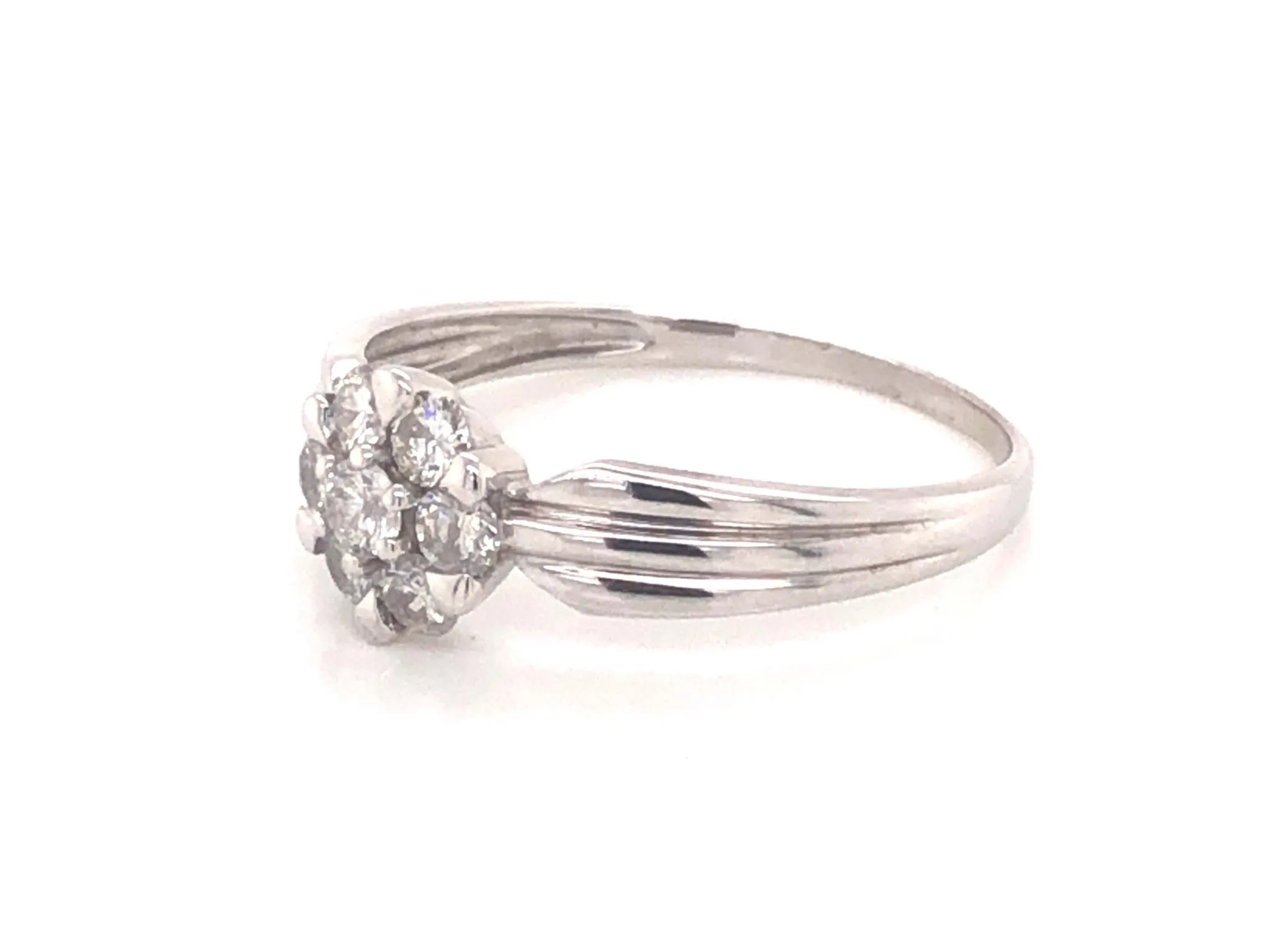 Diamond Flower Promise Ring - 14k White Gold