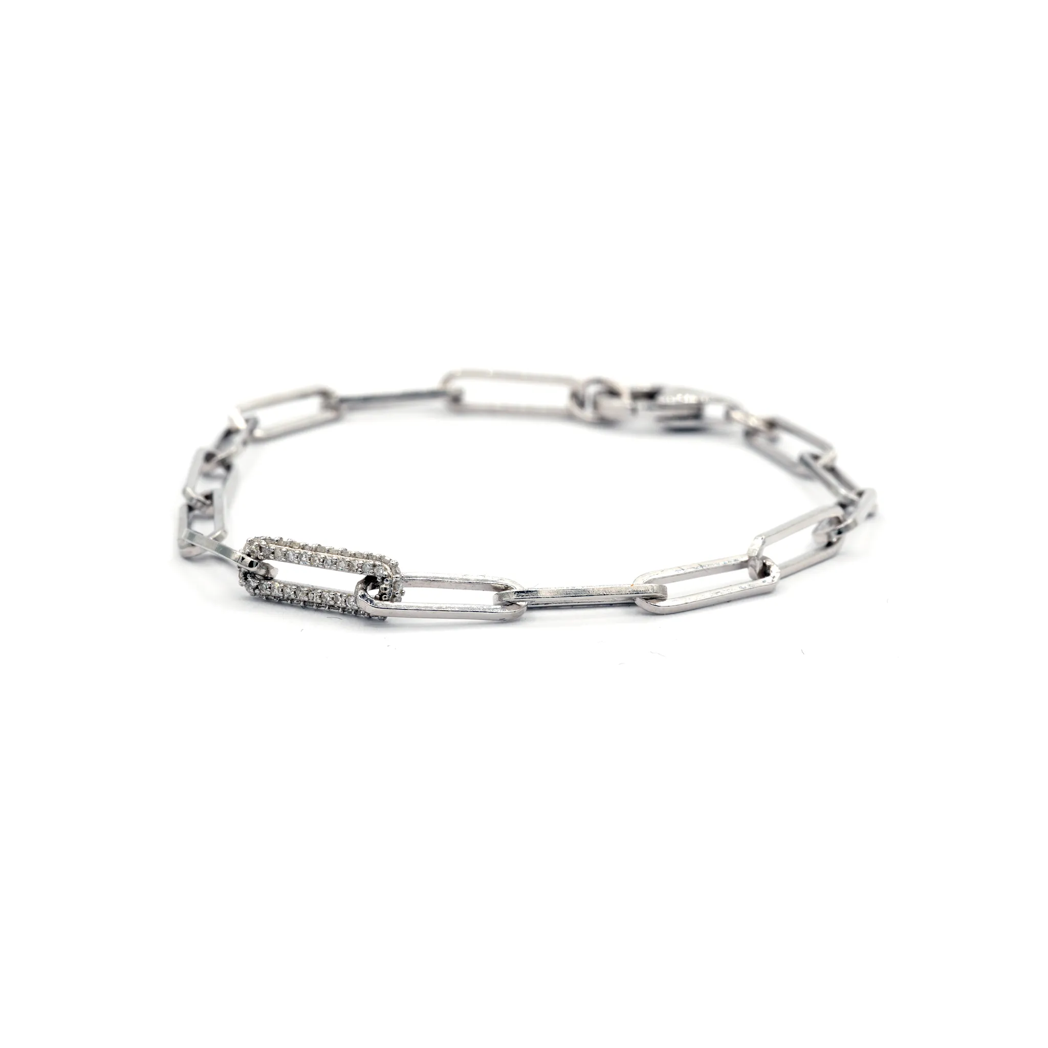 Diamond Link Paperclip Bracelet
