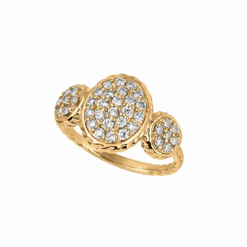 DIAMOND OVAL & ROUND SHAPE RING 14K GOLD (0.68 CTW)