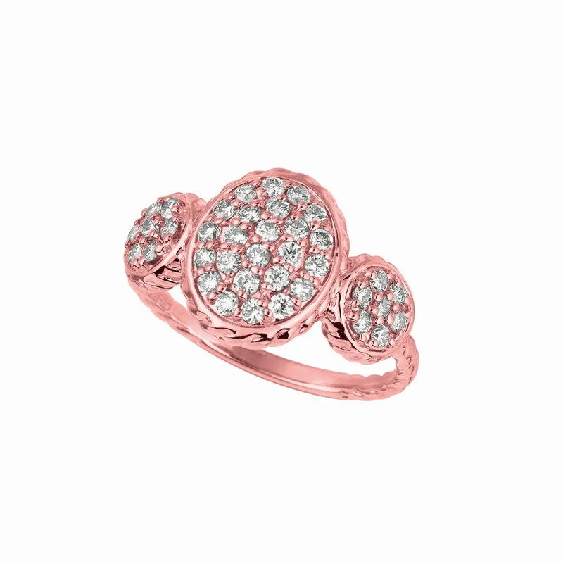 DIAMOND OVAL & ROUND SHAPE RING 14K GOLD (0.68 CTW)