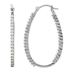 Diamond Oval Inside-Outside Hoop Earrings