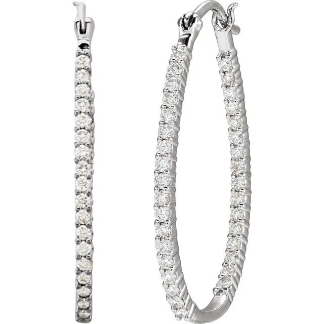 Diamond Oval Inside-Outside Hoop Earrings