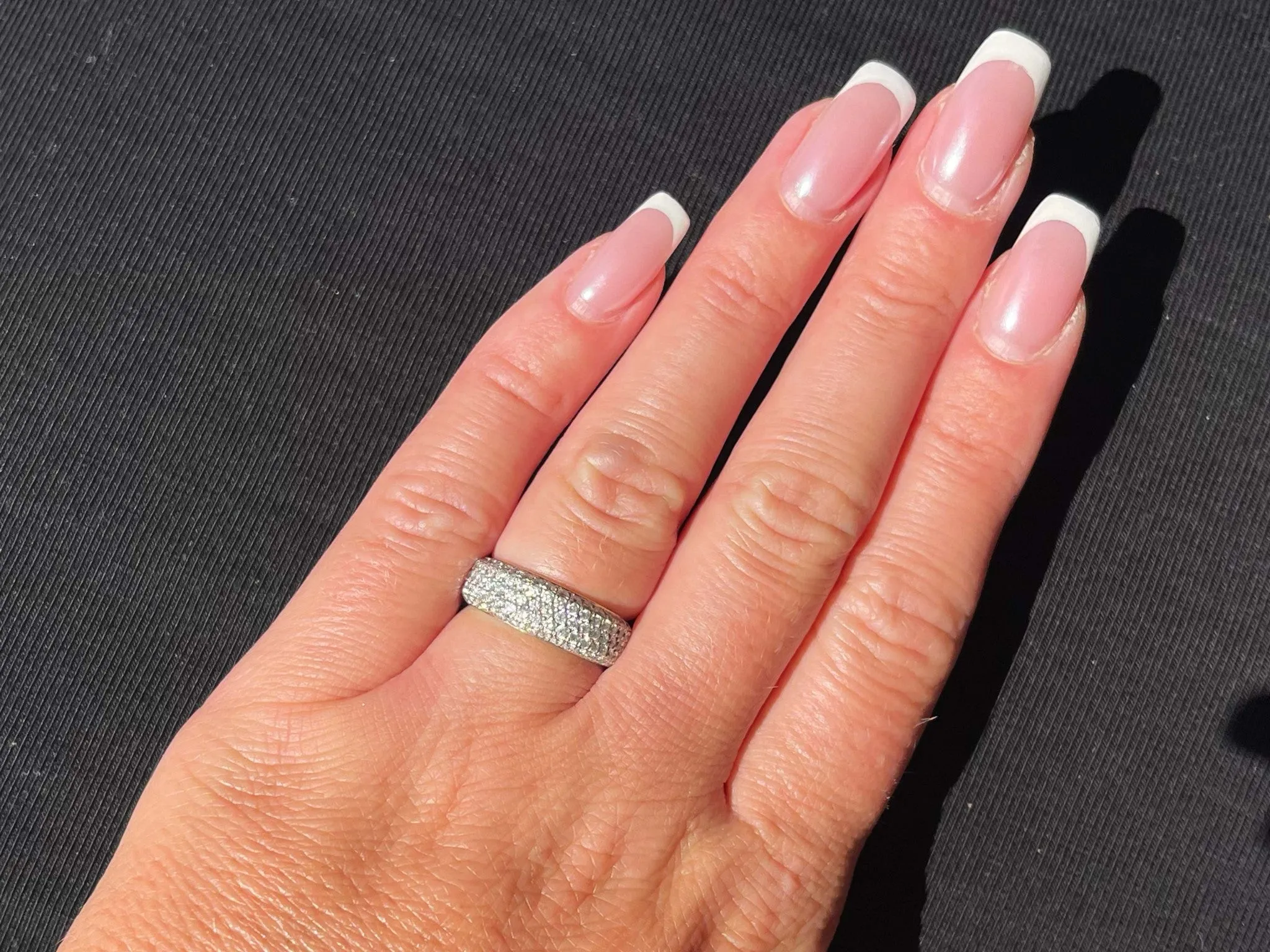 Diamond Studded Band Ring 14k White Gold