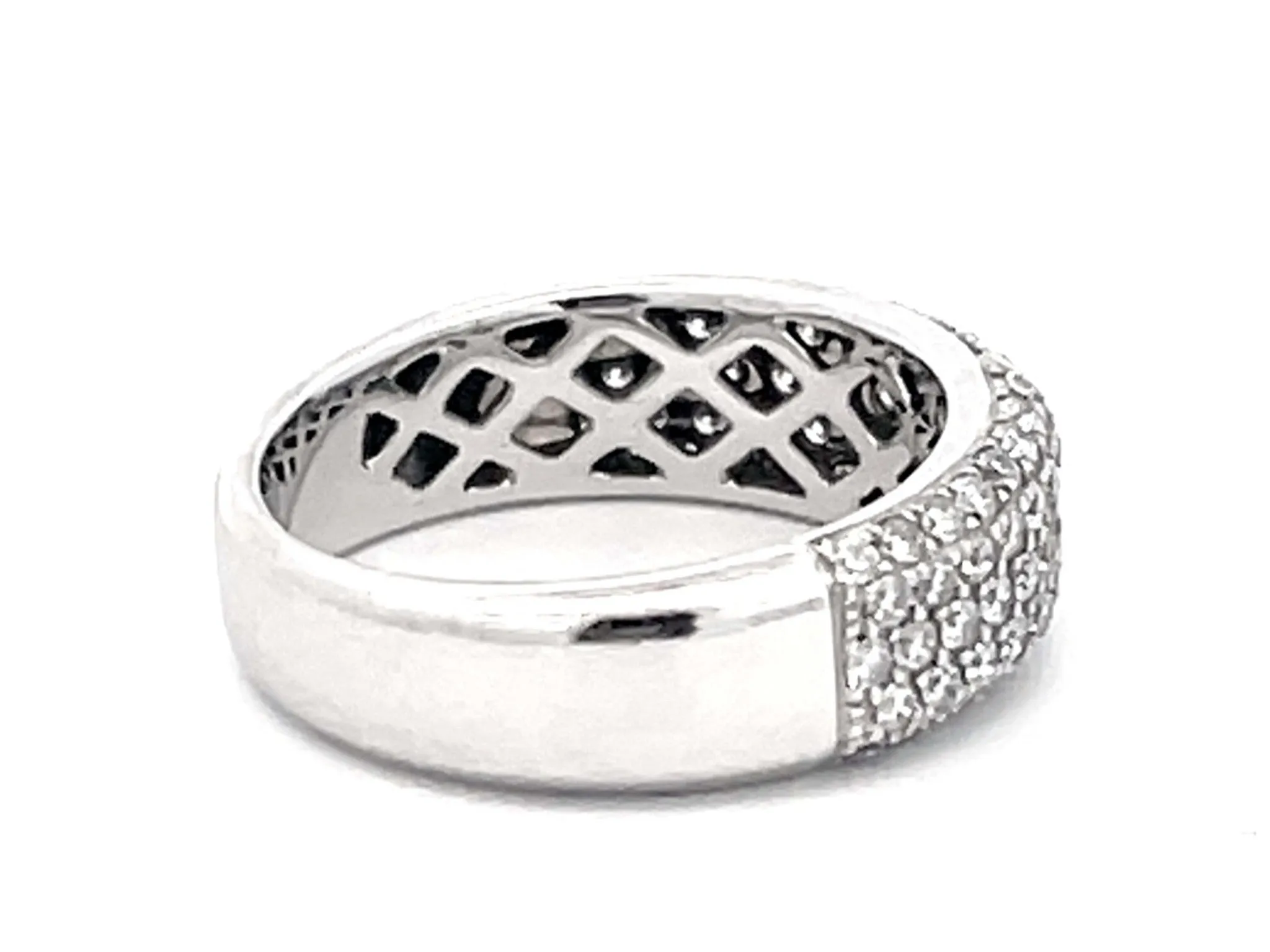 Diamond Studded Band Ring 14k White Gold