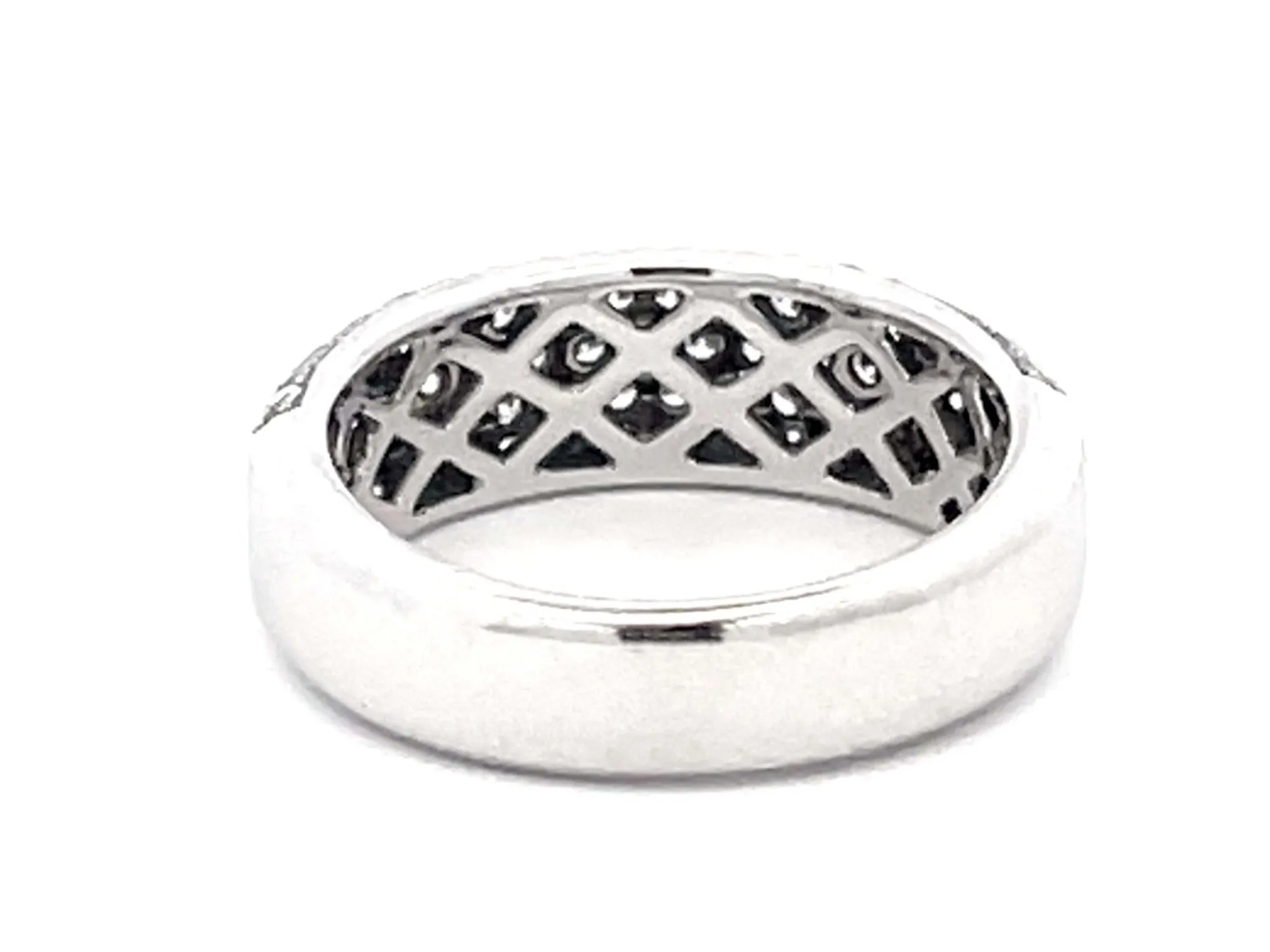 Diamond Studded Band Ring 14k White Gold