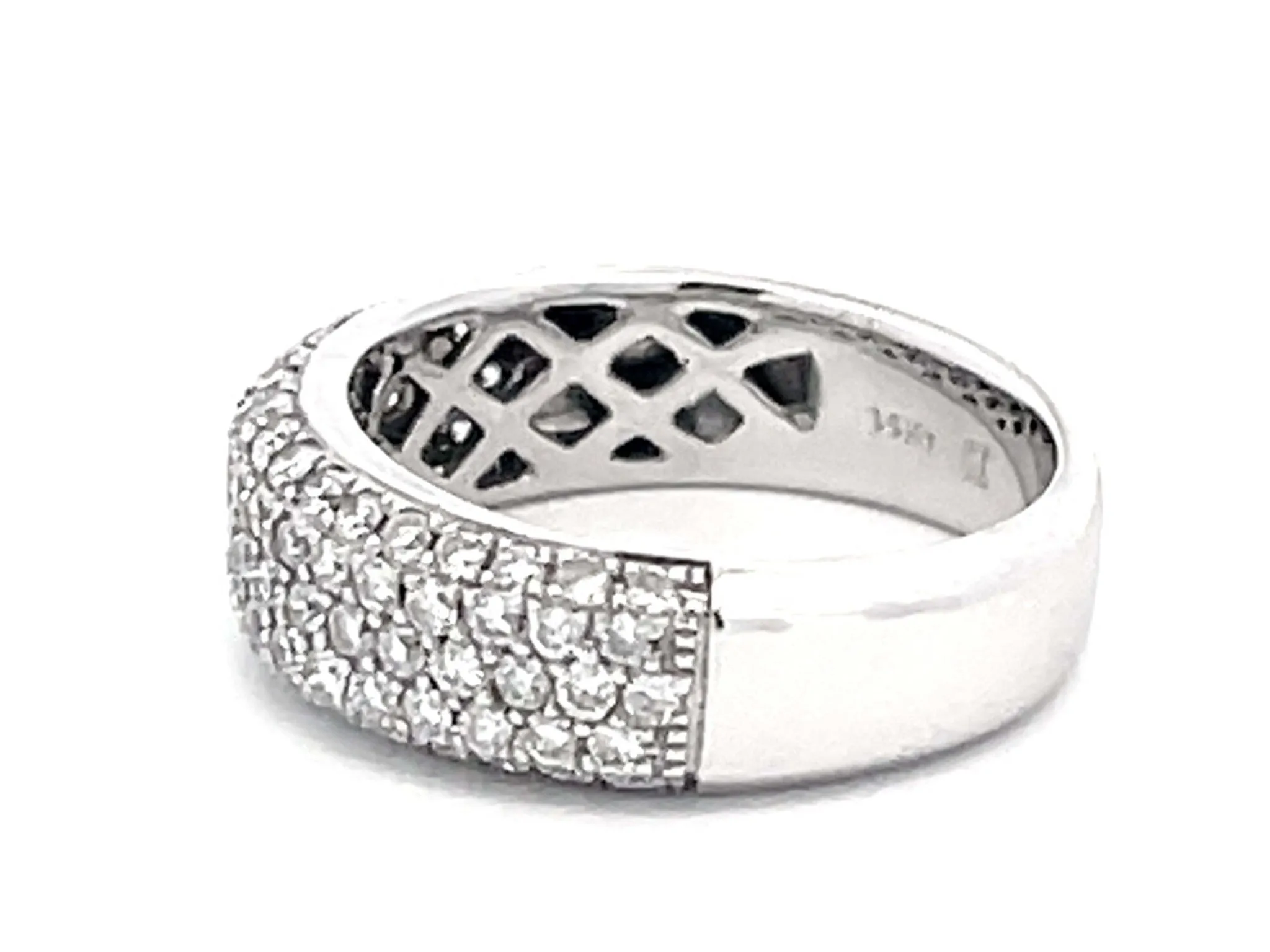 Diamond Studded Band Ring 14k White Gold