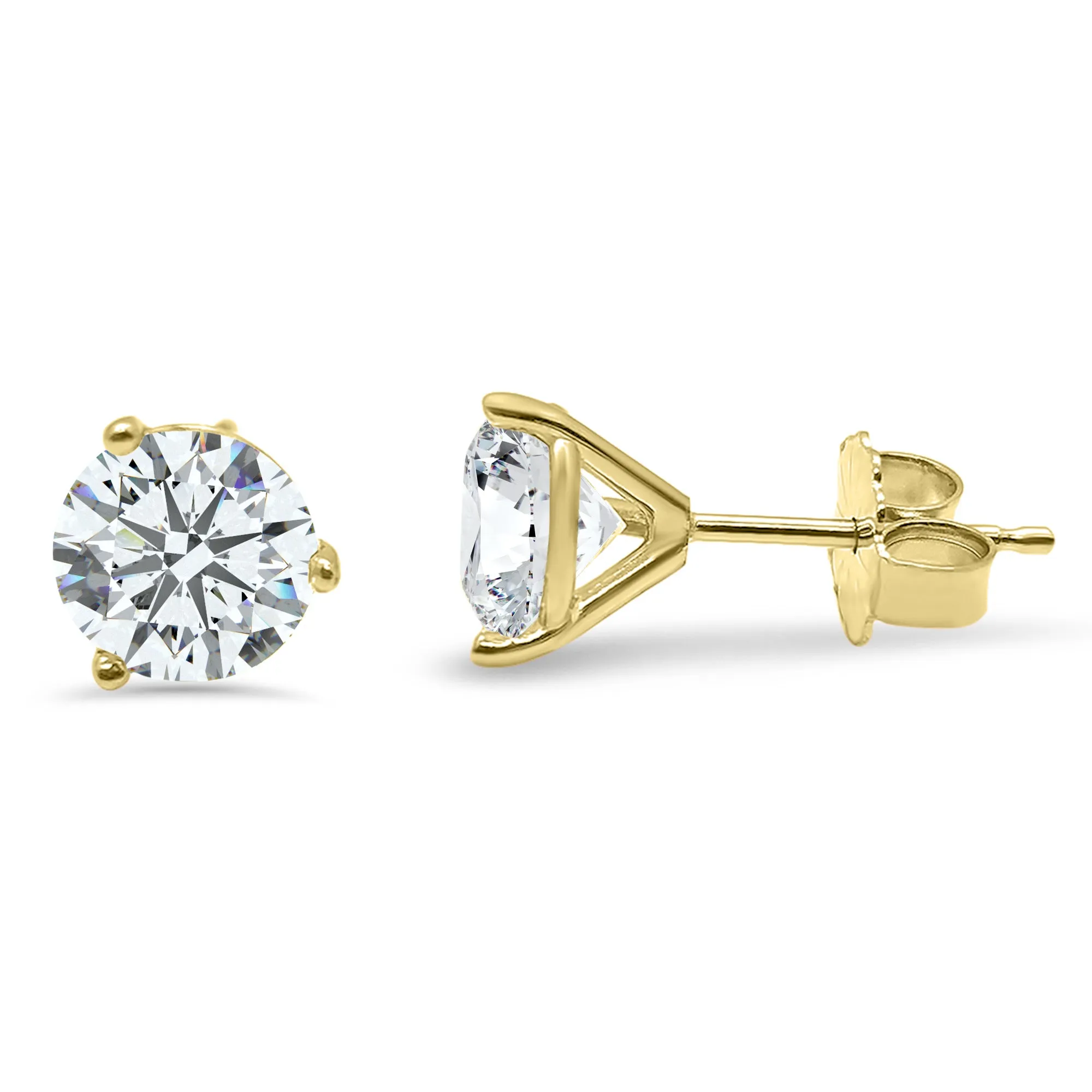 Diamond Threaded Martini Earrings | 14k Gold Pierced Pair in White, Rose, or Yellow Gold | 1/2, 1, or 1 1/2 Carat Total Weight