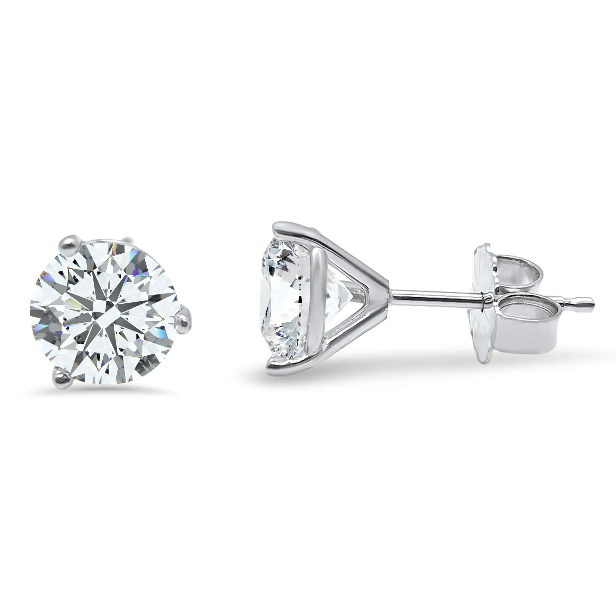Diamond Threaded Martini Earrings | 14k Gold Pierced Pair in White, Rose, or Yellow Gold | 1/2, 1, or 1 1/2 Carat Total Weight