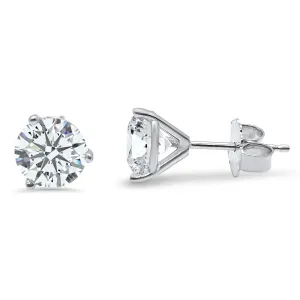 Diamond Threaded Martini Earrings | 14k Gold Pierced Pair in White, Rose, or Yellow Gold | 1/2, 1, or 1 1/2 Carat Total Weight