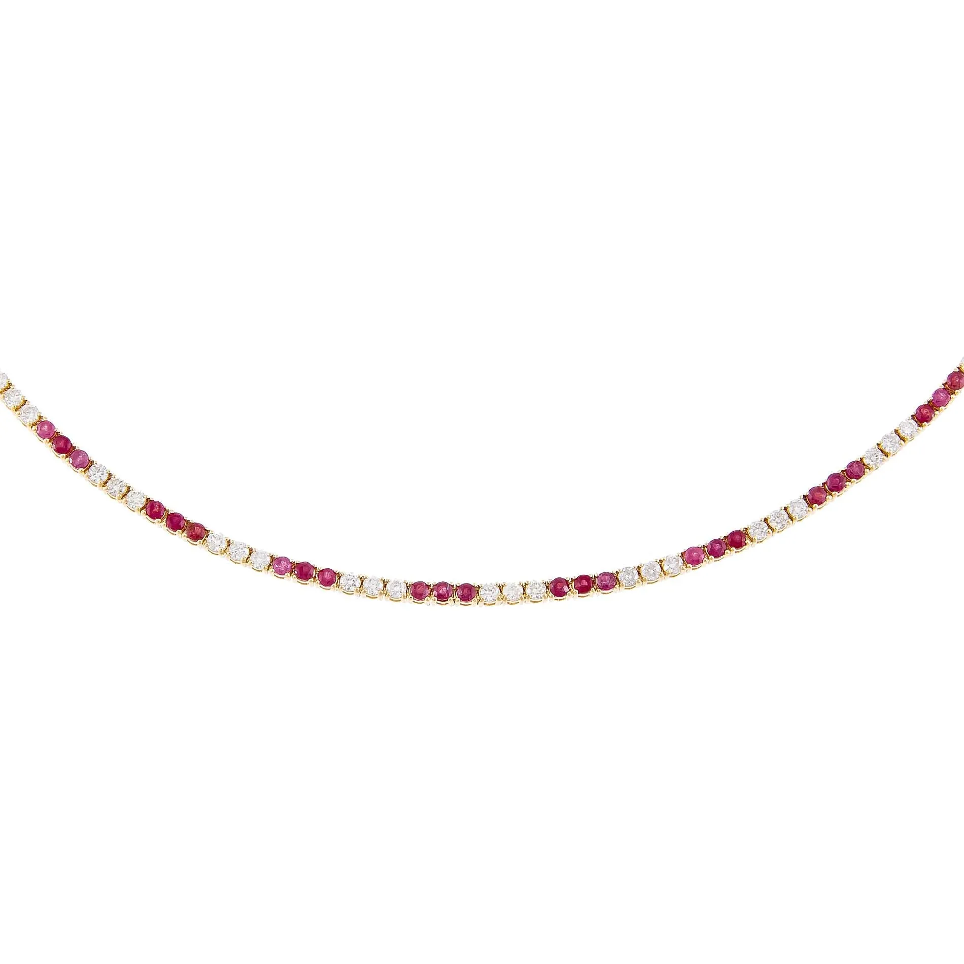Diamond X Ruby Tennis Necklace 14K