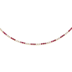 Diamond X Ruby Tennis Necklace 14K