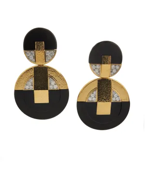 Discus Earrings, Black Onyx
