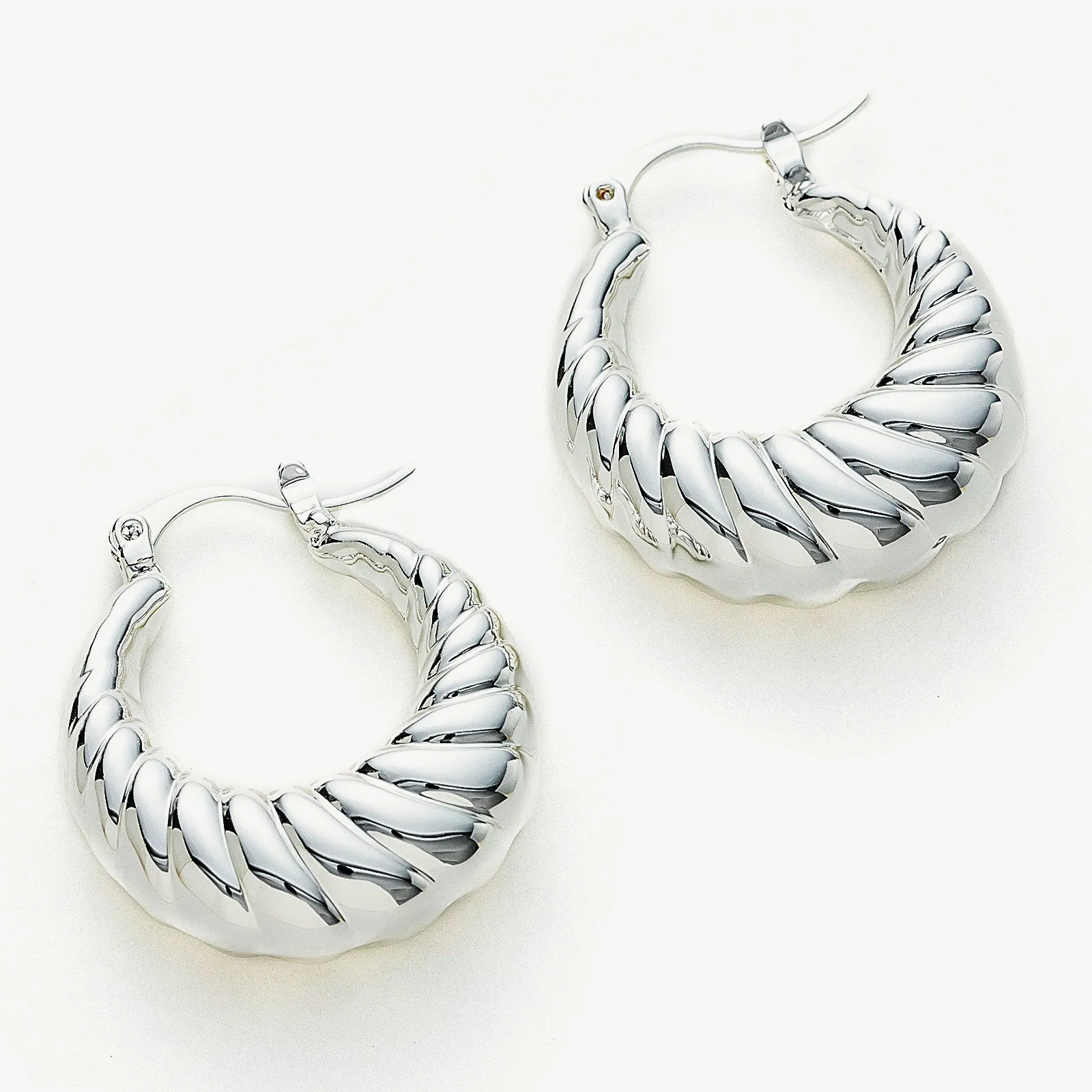 Dome Ridge Hoop Earrings