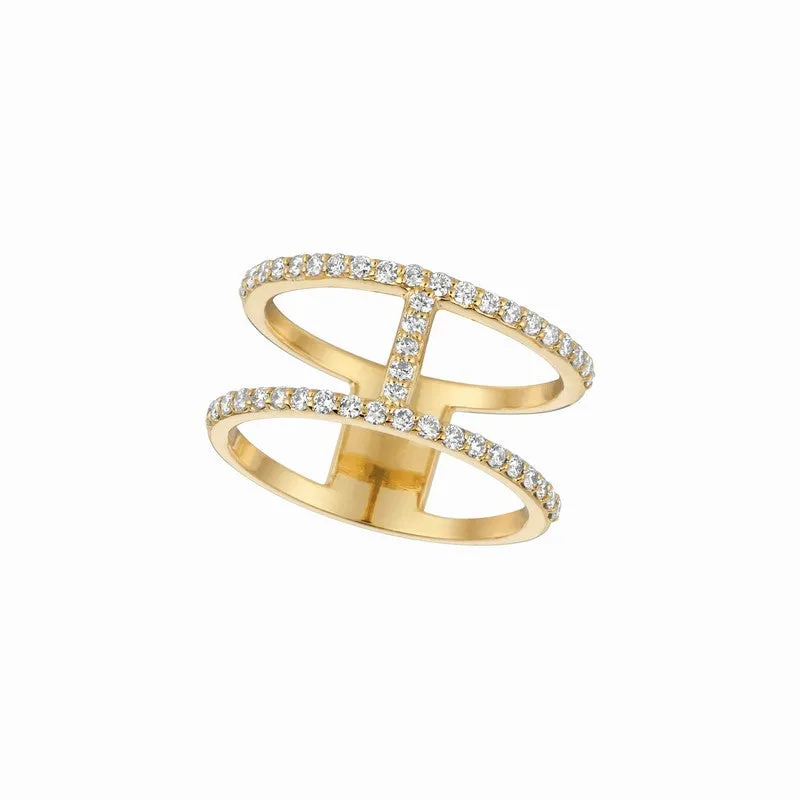 DOUBLE-BAR DIAMOND RING 14K GOLD (0.45 CTW)